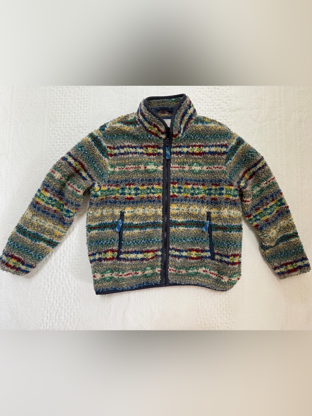 J Crew Kids Sherpa Fleece Jacket Full Zip Size Medium M 8 9